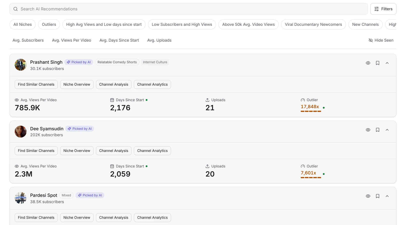 Nichle — AI Recommendations